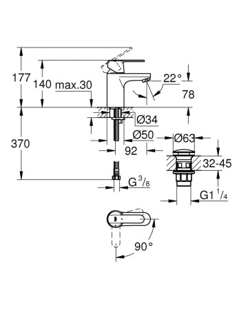 Змішувач для раковини S-розміру Grohe Get 23586000