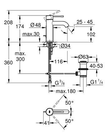 Змішувач для раковини S-розміру Grohe Essence New 23589001
