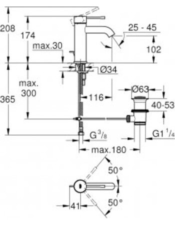 Змішувач для раковини S-розміру Grohe Essence New 23589DL1