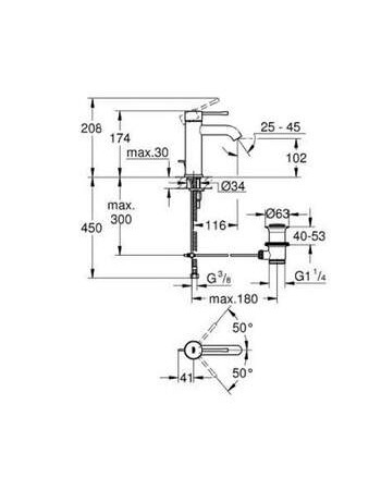 Змішувач для раковини S-розміру Grohe Essence New 23589GL1