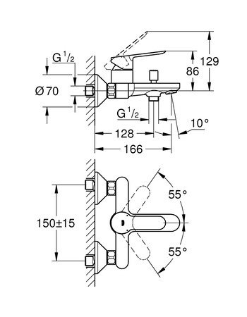 Змішувач для ванни Grohe BauEdge 23605000