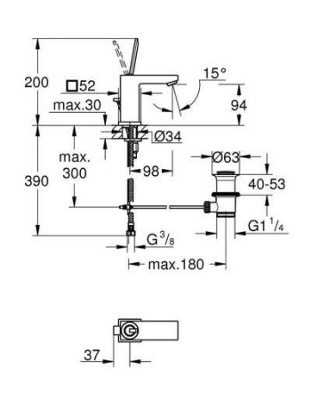 Змішувач для раковини S-розміру Grohe Eurocube Joy 23654000