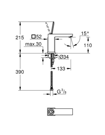 Змішувач для раковини M-розміру Grohe Eurocube Joy 23658000