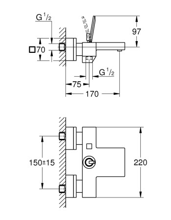 Змішувач для ванни Grohe Eurocube Joy 23666000