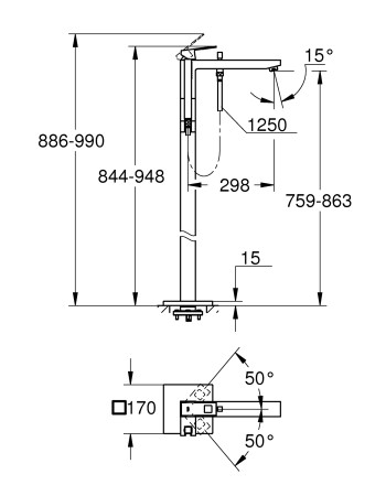 Підлоговий змішувач для ванни Grohe Eurocube 23672001