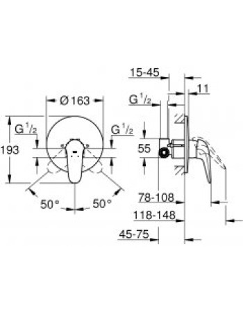 Змішувач прихованого монтажу для 1 споживача Grohe Eurostyle 23725003