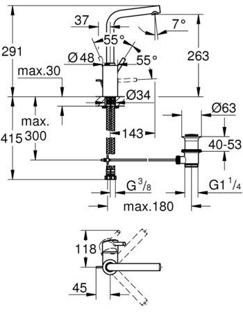 Змішувач для раковини L-розміру Grohe Concetto New 23739002