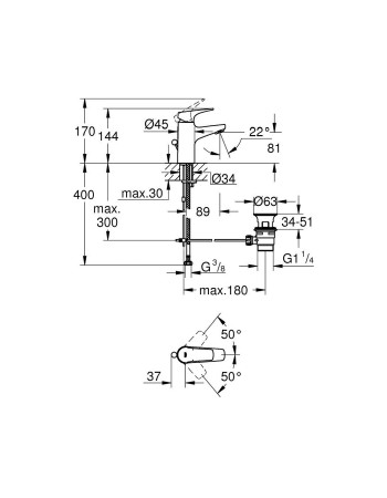 Змішувач для раковини S-розміру Grohe BauFlow 23751000