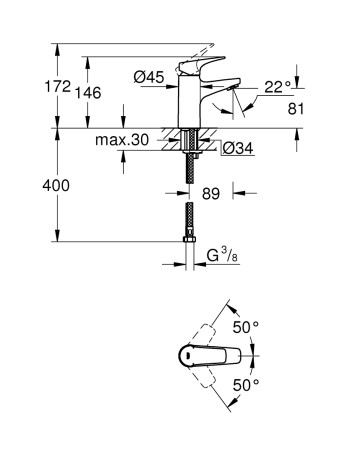Змішувач для раковини S-розміру Grohe BauFlow 23752000