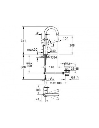 Змішувач для раковини L-розміру Grohe BauEdge New 23760001