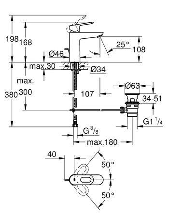 Змішувач для раковини M-розміру Grohe BauLoop 23762000