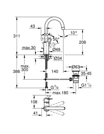 Змішувач для раковини L-розміру Grohe BauLoop New 23763001