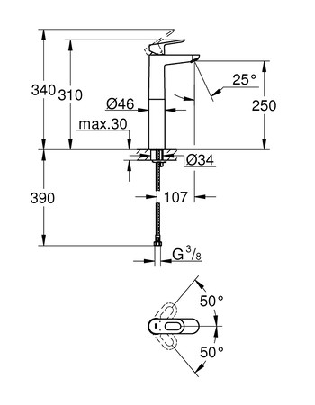 Змішувач на стільницю для раковини XL-розміру Grohe BauLoop 23764000