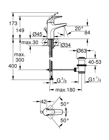 Змішувач для раковини S-розміру Grohe StartCurve 23765000