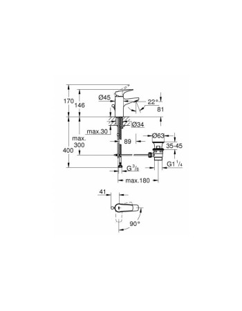 Змішувач для раковини S-розміру Grohe Start Flow 23769000