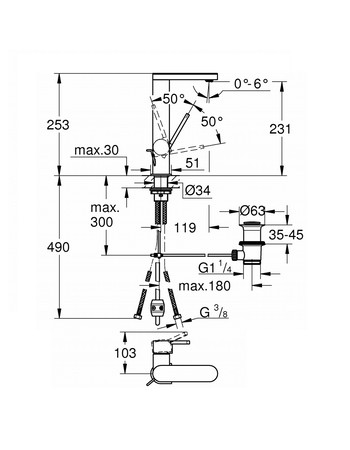Змішувач для раковини L-розміру Grohe Plus 23844003