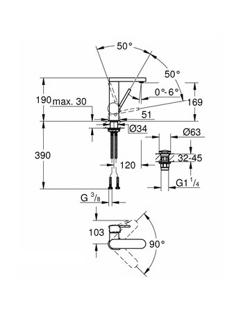 Змішувач для раковини M-розміру Grohe Plus 23872003