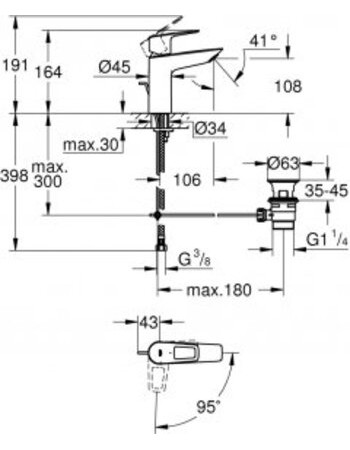 Змішувач для раковини ColdStart M-розміру Grohe BauLoop New 23887001
