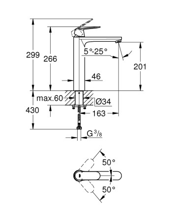 Змішувач на стільницю для раковини XL-розміру Grohe Eurosmart Cosmopolitan 23921000