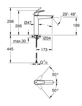 Змішувач на стільницю для раковини XL-розміру Grohe Eurosmart New 23971003