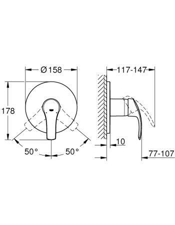 Змішувач прихованого монтажу для 1 споживача Grohe Eurosmart 24042002