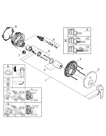 Змішувач прихованого монтажу на 2 споживача Grohe Eurosmart 24043002