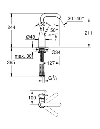 Змішувач для раковини L-розміру Grohe Essence New 24177001