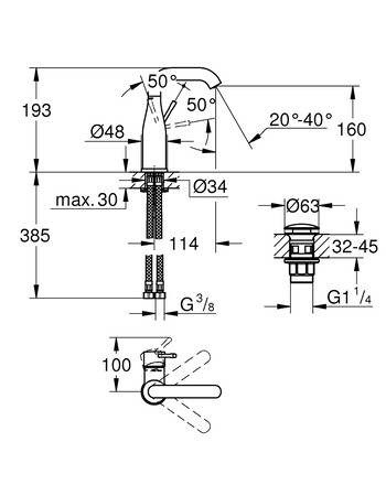 Змішувач для раковини M-розміру Grohe Essence New 24181001