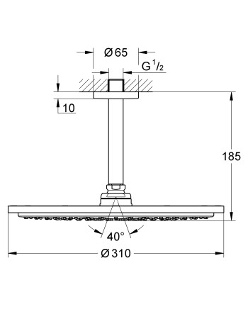 Верхній душ з стельовим кронштейном Grohe Rainshower Cosmopolitan Metal 26067AL0