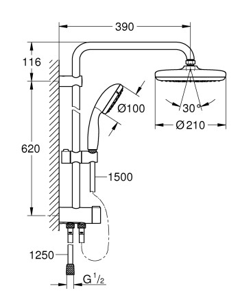 Душова система із перемикачем Grohe New Tempesta System 26381001