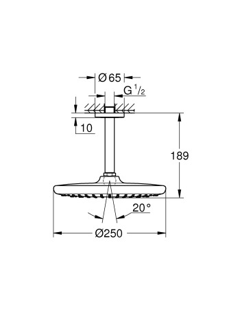 Верхній душ з стельовим кронштейном Grohe Tempesta 26669000