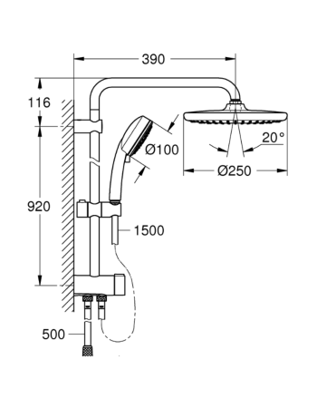 Душова система із перемикачем Grohe New Tempesta Cosmop. System 26675000