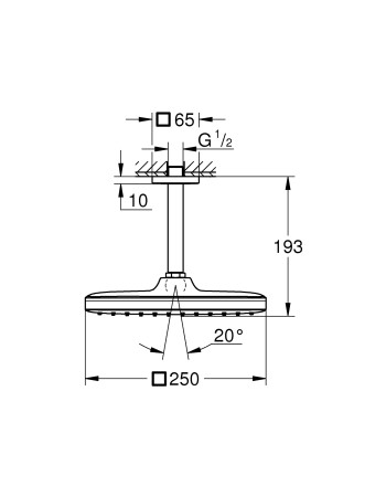 Верхній душ з стельовим кронштейном Grohe Tempesta Cube 26688000