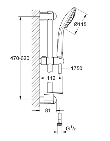 Душовий гарнітур зі штангою, 2 режими струменя Grohe Euphoria 27230001