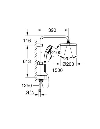 Душова система із перемикачем Grohe New Tempesta Cosmop. System 27394002