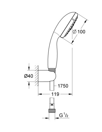 Душовий набір з тримачем, 3 режими струменя Grohe New Tempesta Classic 27849001
