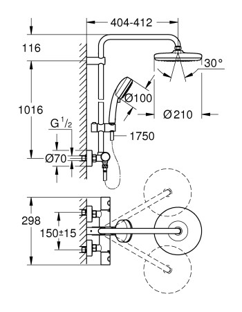 Душова система з термостатом для душу Grohe New Tempesta Cosmop. System 27922001
