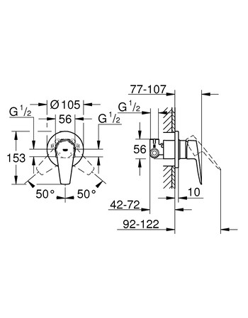 Змішувач прихованого монтажу для 1 споживача Grohe BauEdge New 29040001