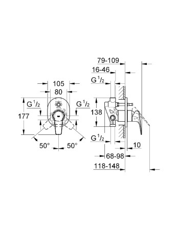 Змішувач прихованого монтажу на 2 споживача Grohe BauFlow 29045000