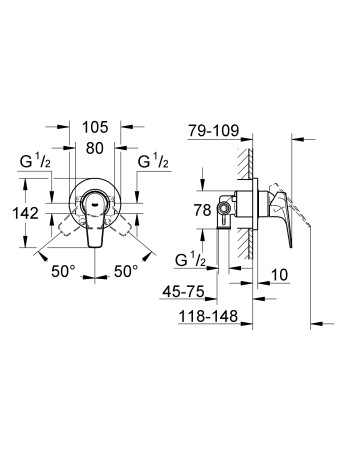 Змішувач прихованого монтажу для 1 споживача Grohe BauFlow 29046000