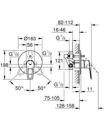 Змішувач прихованого монтажу на 2 споживача Grohe BauLoop New 29081001