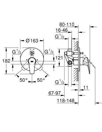 Змішувач прихованого монтажу на 2 споживача Grohe Start Flow 29117000