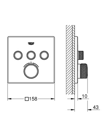 Змішувач прихованого монтажу на 3 споживача Grohe Grohtherm SmartControl 29126DL0