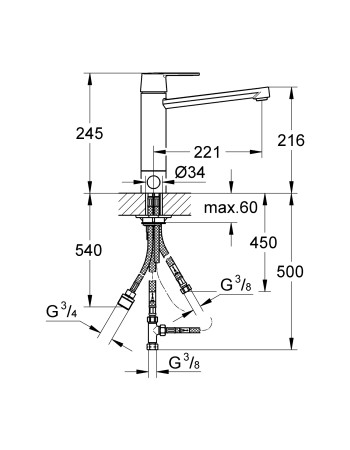 Змішувач для кухні Grohe Get 30198000