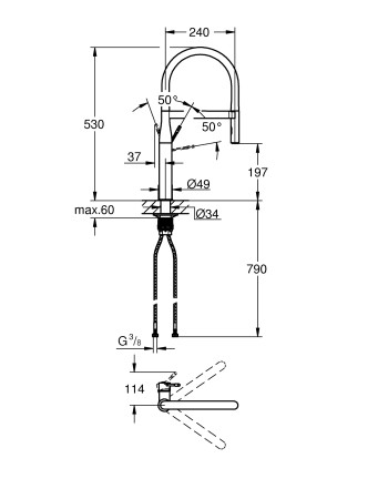 Змішувач для кухні з гнучким виливом Grohe Essence New 30294000