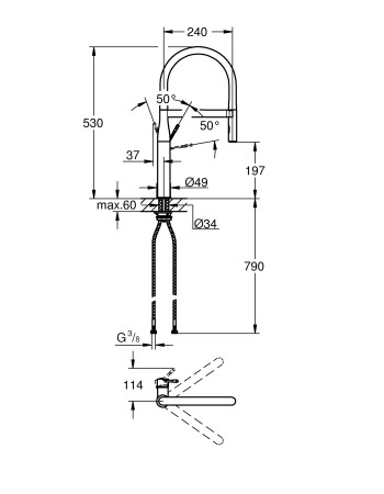 Змішувач для кухні з гнучким виливом Grohe Essence New 30294AL0