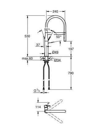Змішувач для кухні з гнучким виливом Grohe Essence New 30503000