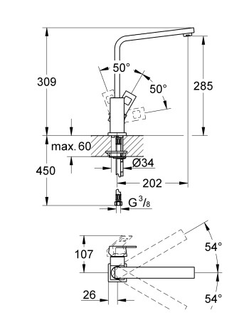 Змішувач для кухні Grohe Eurocube 31255000