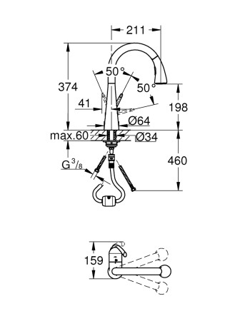 Змішувач для кухні з висувним виливом Grohe Zedra 32294002