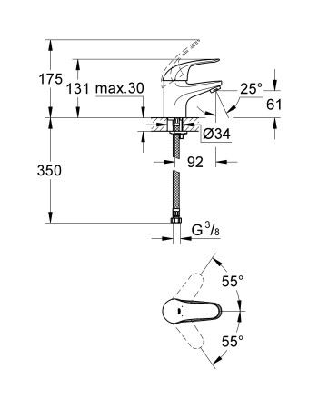 Змішувач для раковини S-розміру Grohe Eurosmart 32467002
